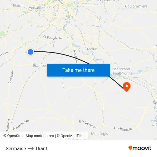 Sermaise to Diant map