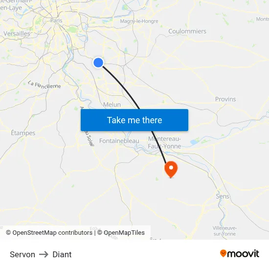 Servon to Diant map