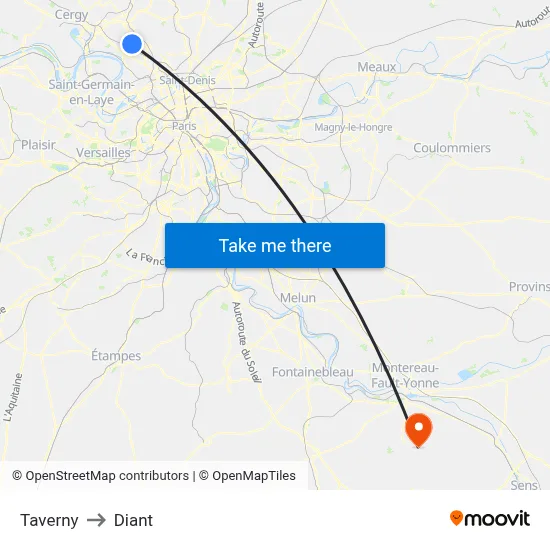Taverny to Diant map