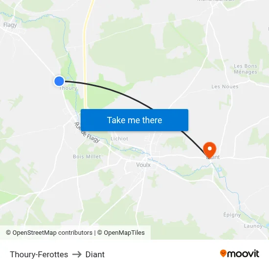 Thoury-Ferottes to Diant map