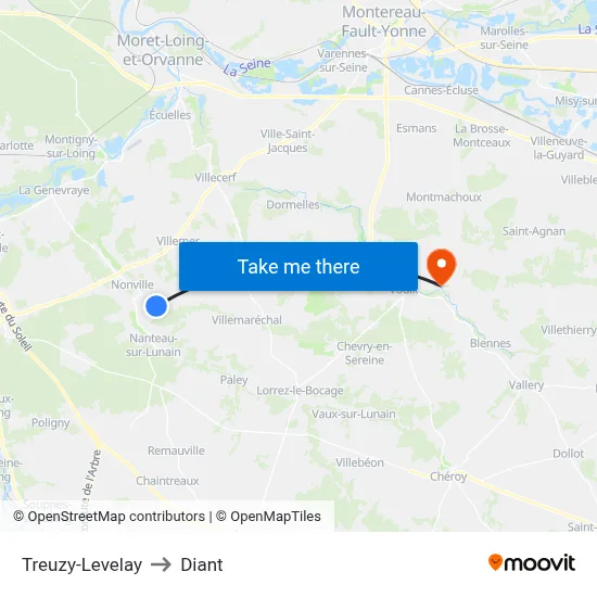 Treuzy-Levelay to Diant map