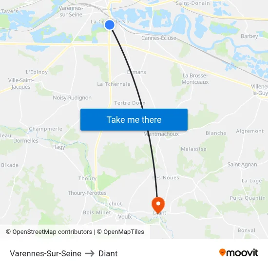 Varennes-Sur-Seine to Diant map
