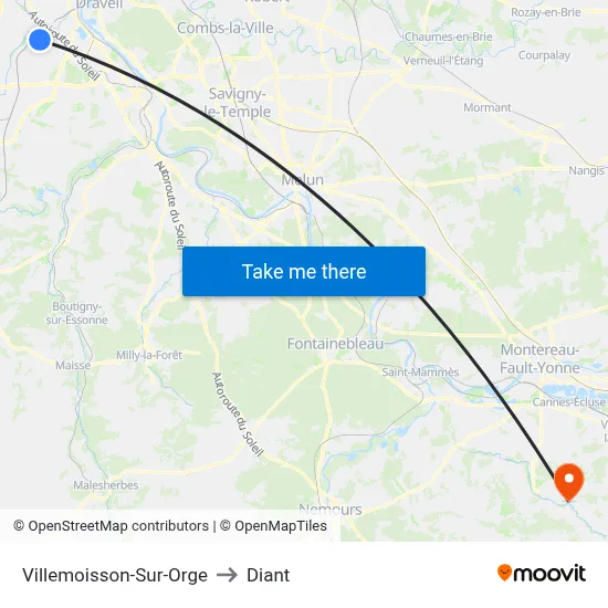 Villemoisson-Sur-Orge to Diant map