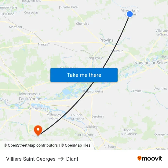 Villiers-Saint-Georges to Diant map