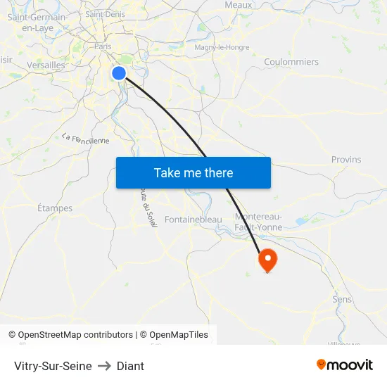 Vitry-Sur-Seine to Diant map