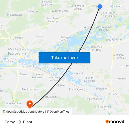 Paroy to Diant map