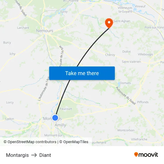 Montargis to Diant map
