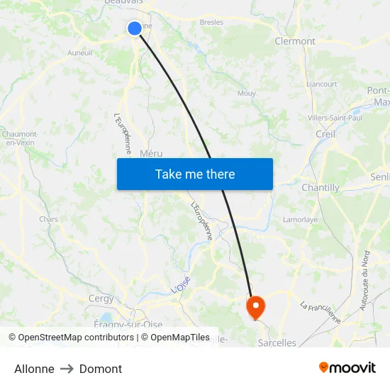 Allonne to Domont map