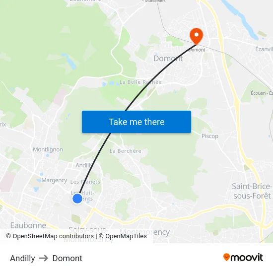 Andilly to Domont map