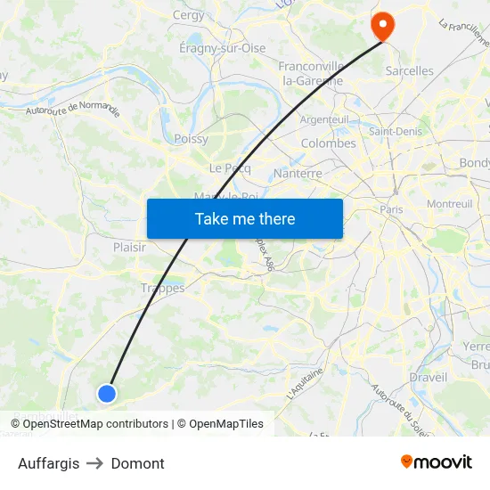 Auffargis to Domont map