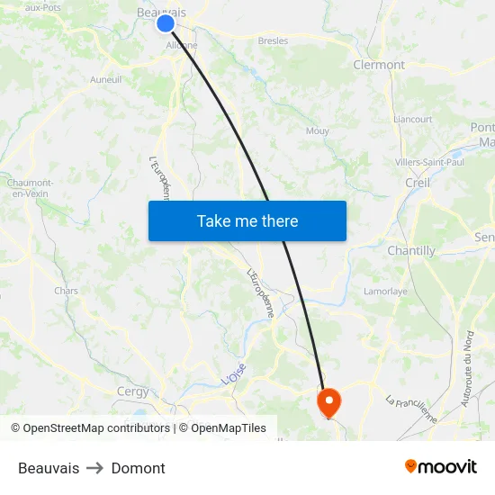 Beauvais to Domont map