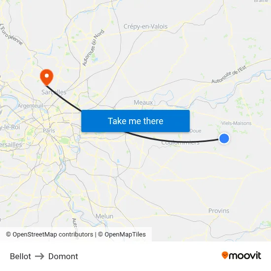 Bellot to Domont map