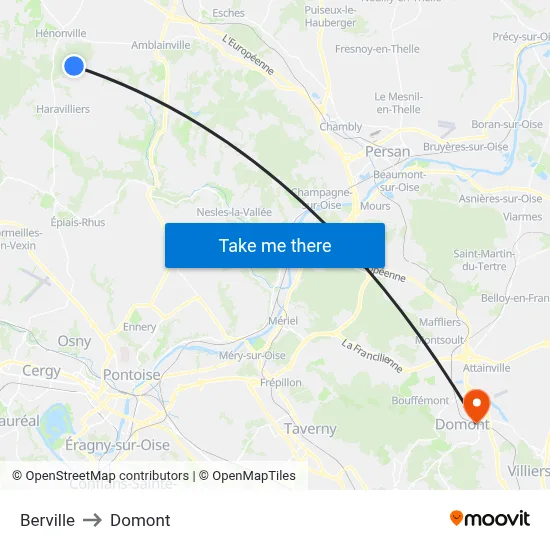 Berville to Domont map