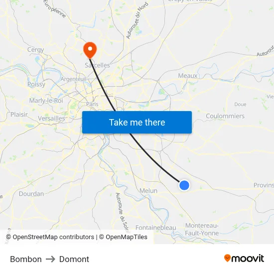 Bombon to Domont map