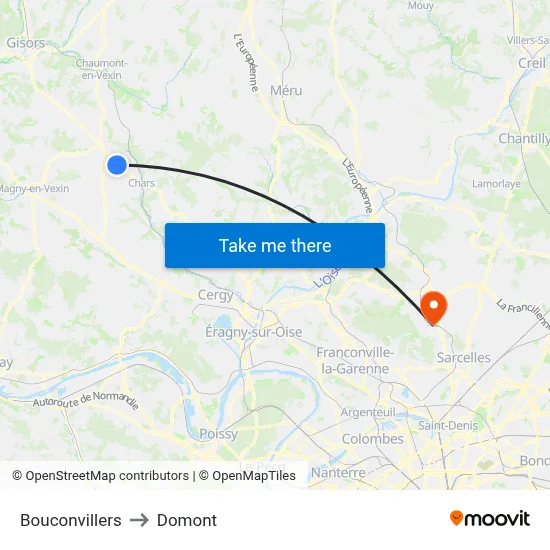 Bouconvillers to Domont map
