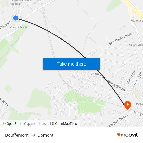 Bouffemont to Domont map