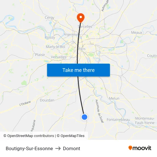 Boutigny-Sur-Essonne to Domont map