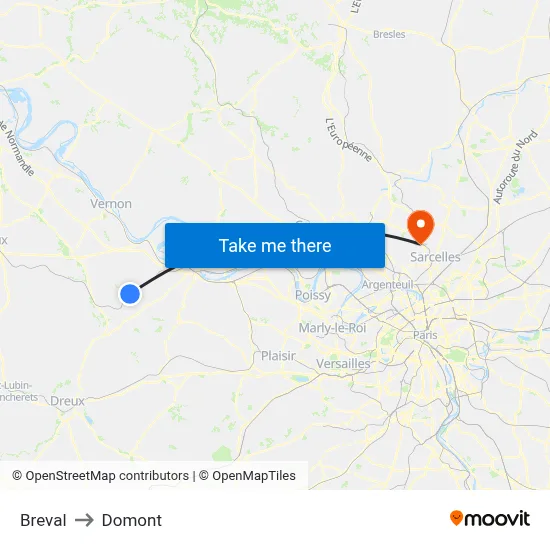 Breval to Domont map