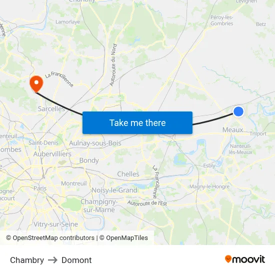 Chambry to Domont map