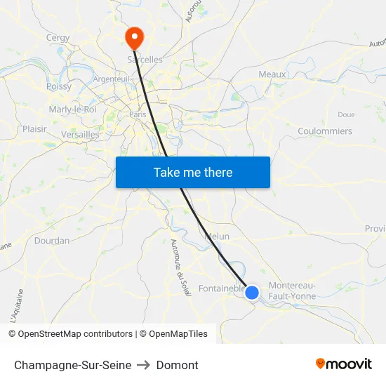 Champagne-Sur-Seine to Domont map