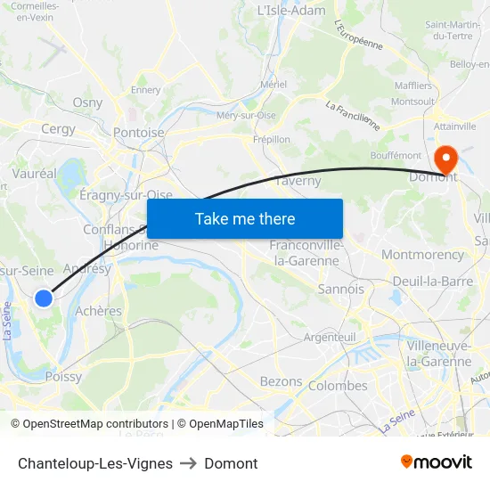 Chanteloup-Les-Vignes to Domont map