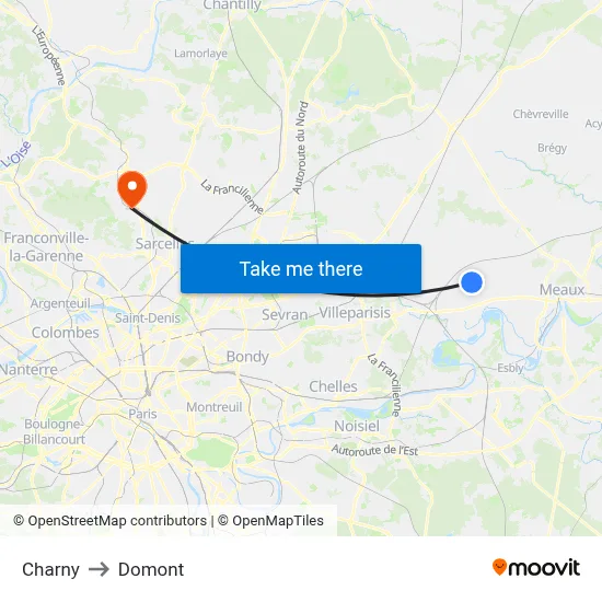 Charny to Domont map