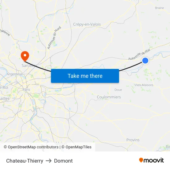 Chateau-Thierry to Domont map