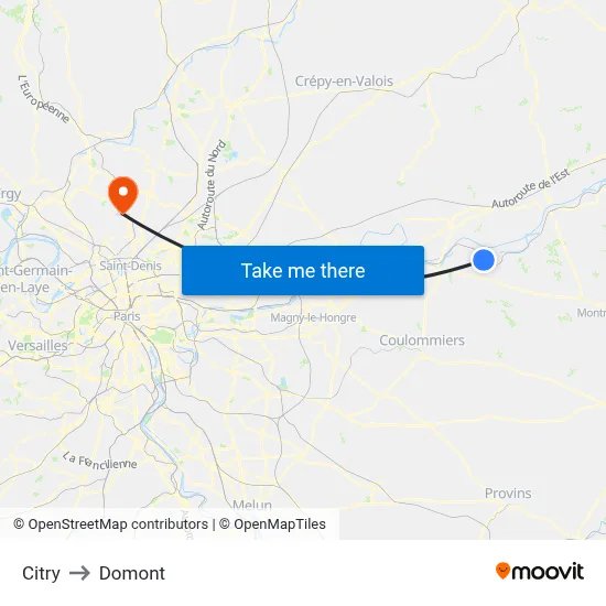 Citry to Domont map