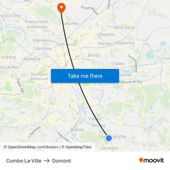 Combs-La-Ville to Domont map