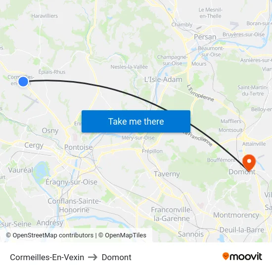 Cormeilles-En-Vexin to Domont map