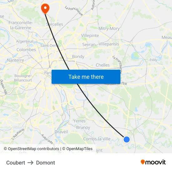 Coubert to Domont map