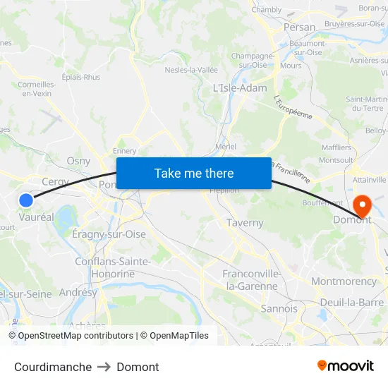 Courdimanche to Domont map