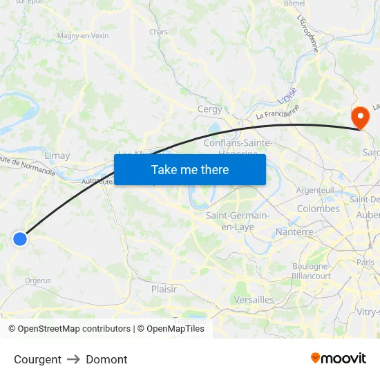 Courgent to Domont map
