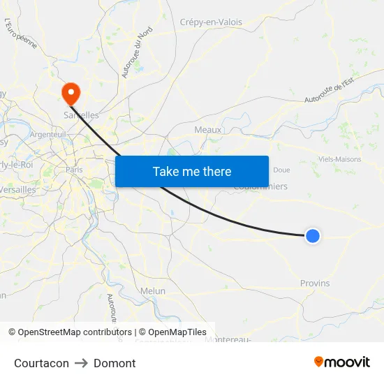 Courtacon to Domont map