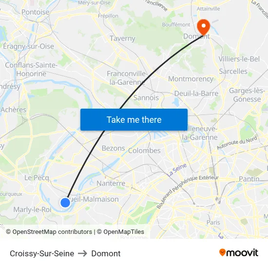 Croissy-Sur-Seine to Domont map