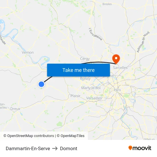 Dammartin-En-Serve to Domont map