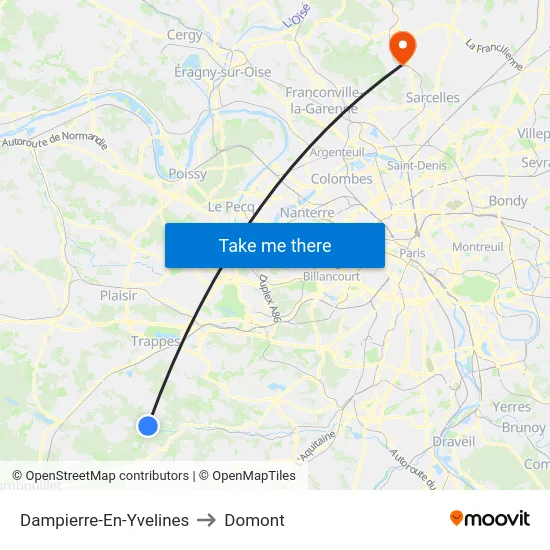 Dampierre-En-Yvelines to Domont map