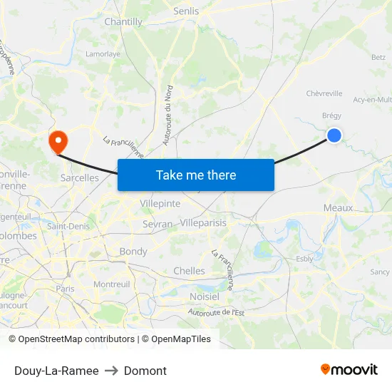 Douy-La-Ramee to Domont map