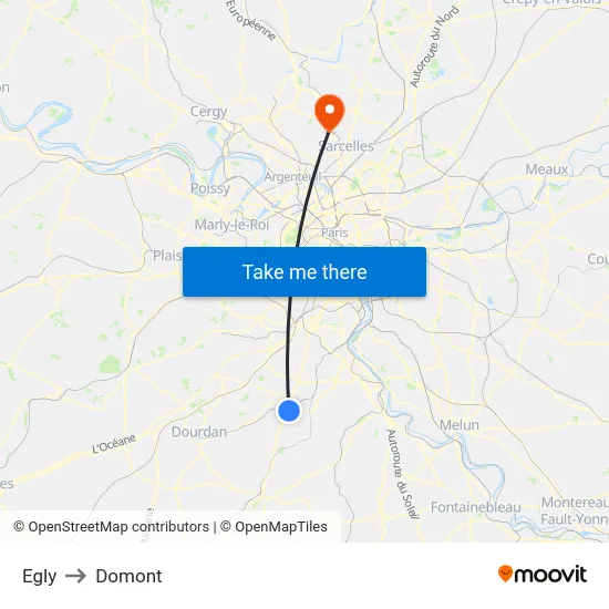 Egly to Domont map