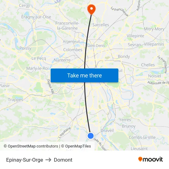 Epinay-Sur-Orge to Domont map