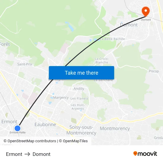 Ermont to Domont map