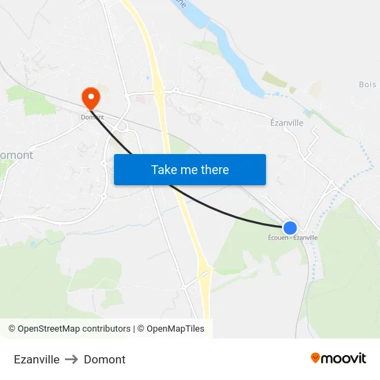 Ezanville to Domont map