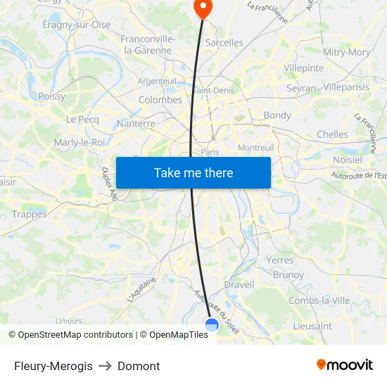 Fleury-Merogis to Domont map