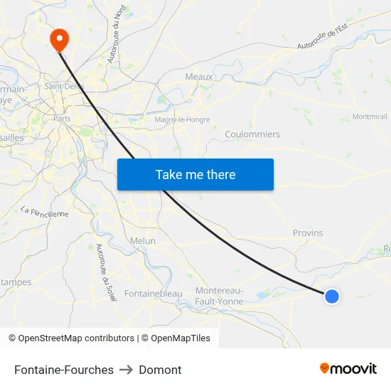 Fontaine-Fourches to Domont map