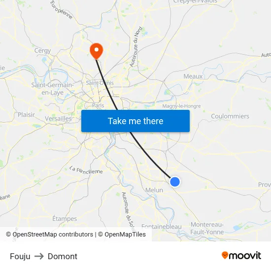 Fouju to Domont map