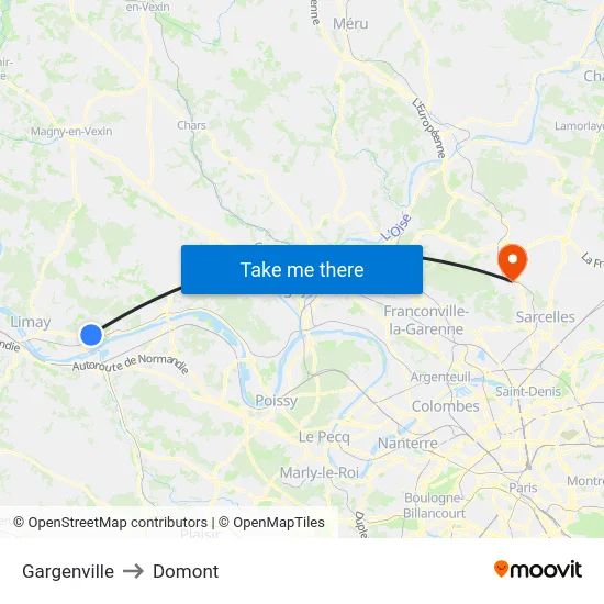 Gargenville to Domont map