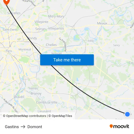 Gastins to Domont map