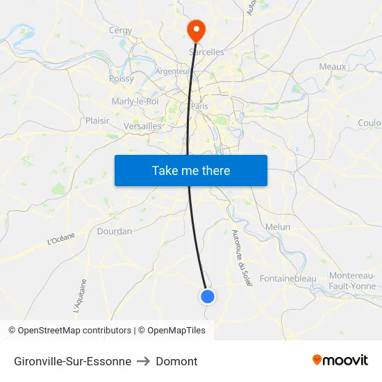 Gironville-Sur-Essonne to Domont map