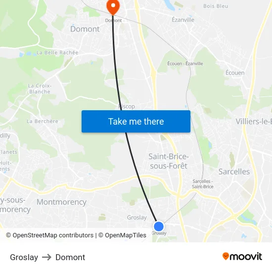 Groslay to Domont map