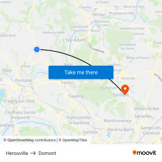 Herouville to Domont map